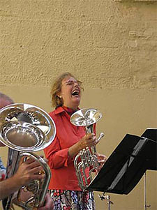 village band: mike westbrook - (behind the) euphonium kate westbrook - tenor horn/vocals : (photo: frank eichler)