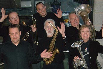 village band: mike westbrook - euphonium : kate westbrook - tenor horn/vocals  sam smith - trombone : stan willis - alto sax : gary bayley - tenor sax mike brewer - trumpet